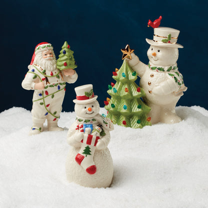 Figurine éclairée de bonhomme de neige Happy Holly Days