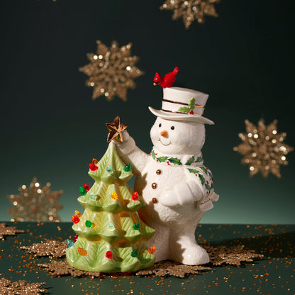 Figurine éclairée de bonhomme de neige Happy Holly Days