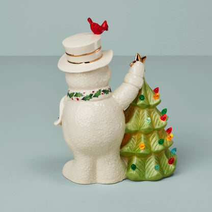 Figurine éclairée de bonhomme de neige Happy Holly Days