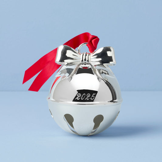 Ornement Jingle Bell en métal argenté 2025