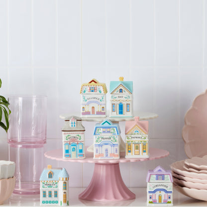 Présentoir à gâteaux en bambou réutilisable de taille moyenne, rose