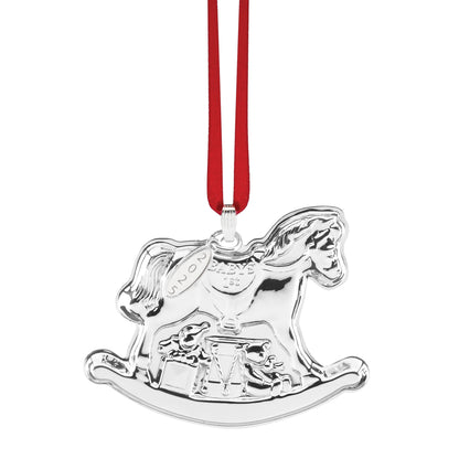 Décoration en argent sterling pour le premier cheval à bascule de bébé (2025)