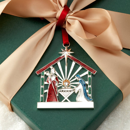 Ornement de la Nativité en plaqué argent