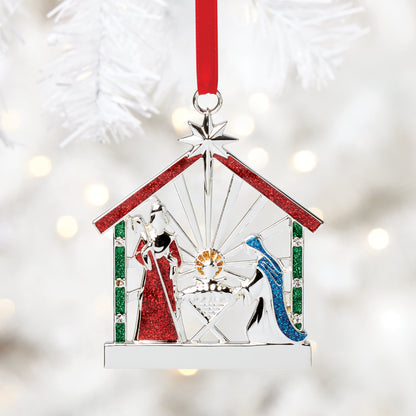 Ornement de la Nativité en plaqué argent