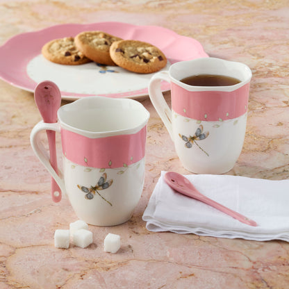 Lot de 8 tasses et cuillères colorées « Prairie aux papillons »