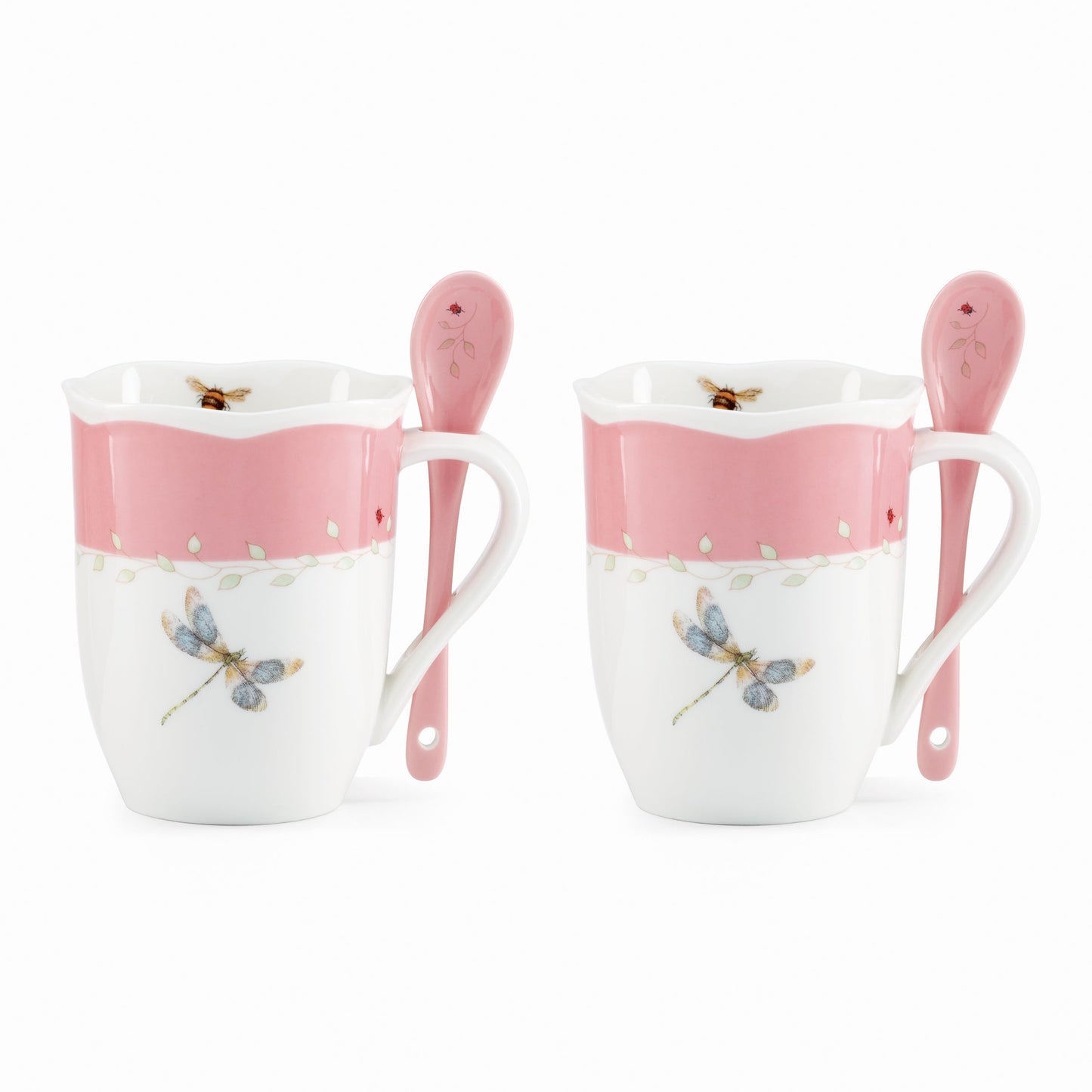 Lot de 8 tasses et cuillères colorées « Prairie aux papillons »