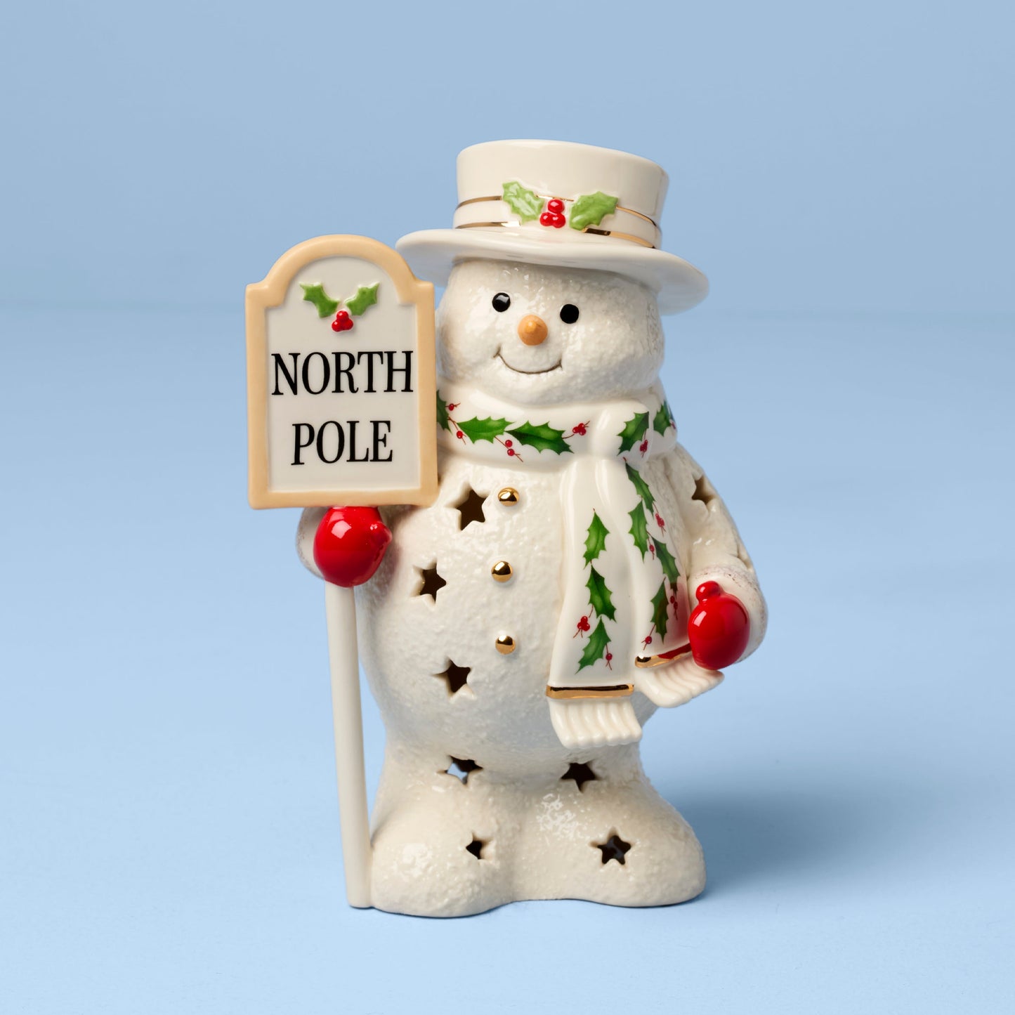 Figurine éclairée « Happy Holly Days » du bonhomme de neige du pôle Nord