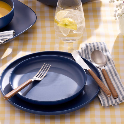 Ensemble de couverts 24 Seven Mirror avec manche en imitation bois, 12 pièces