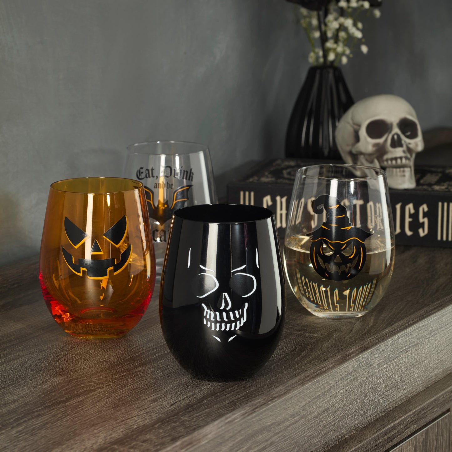 Verres à vin sans pied Vintro Halloween, lot de 4