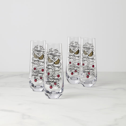 Verres à flûte sans pied Make Merry - Lot de 4
