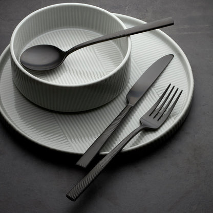 Ensemble de couverts Modulus en satin noir, 20 pièces