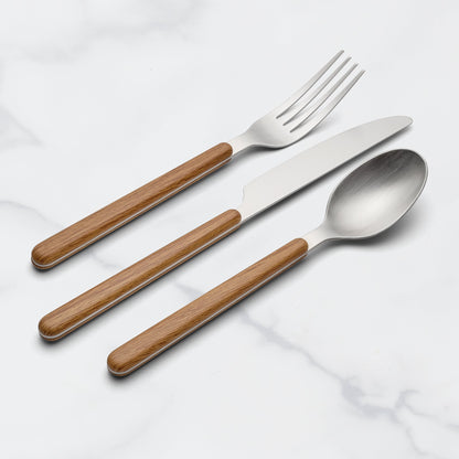 Ensemble de couverts 24 Seven Mirror avec manche en imitation bois, 12 pièces