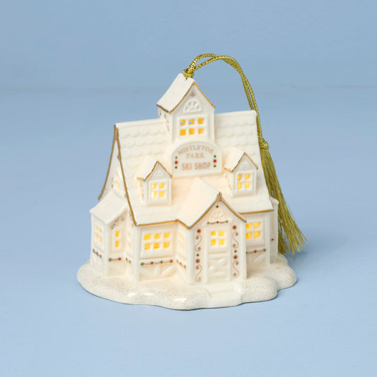 Décoration lumineuse du magasin de ski de Mistletoe Park