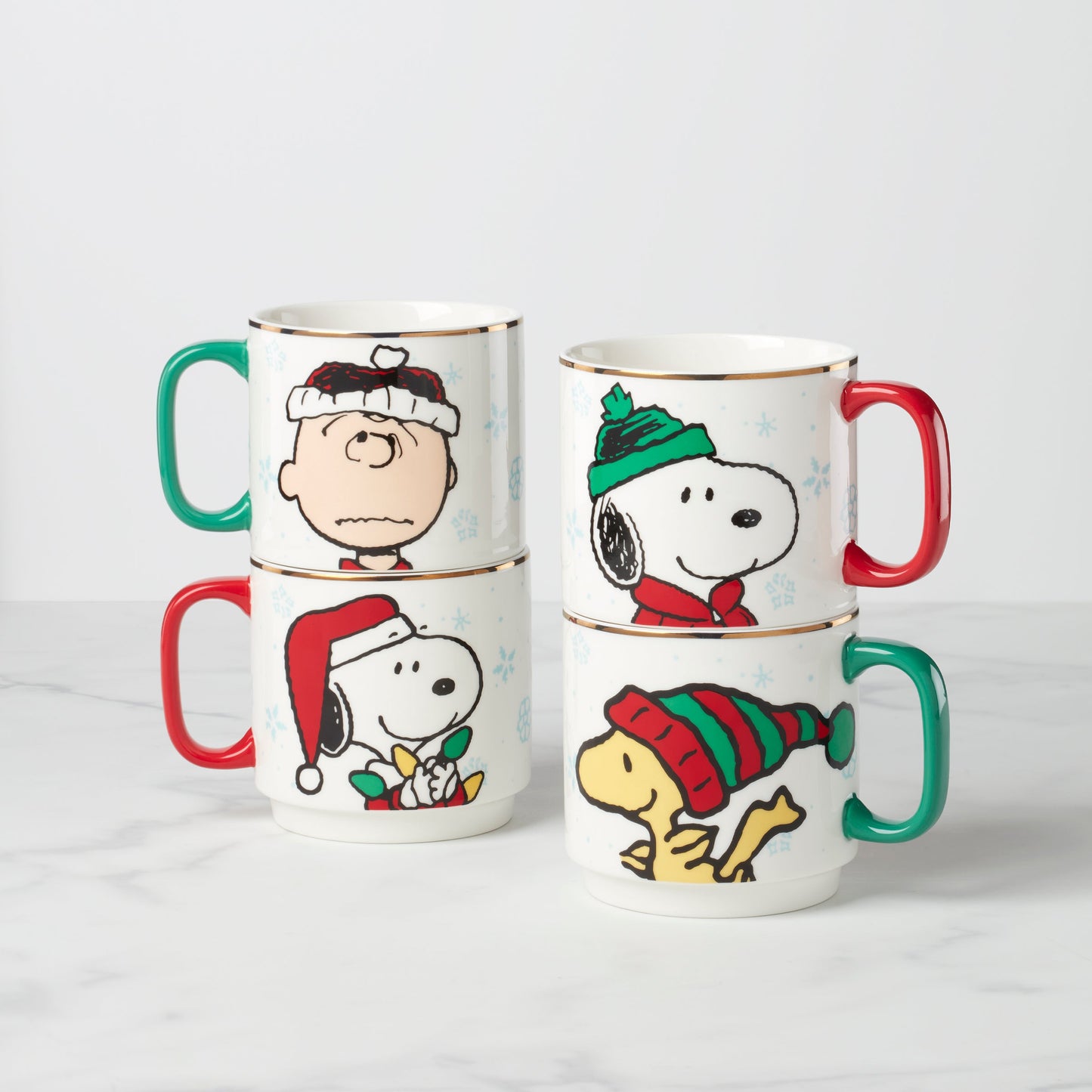Tasses empilables Snoopy de Noël - Lot de 4