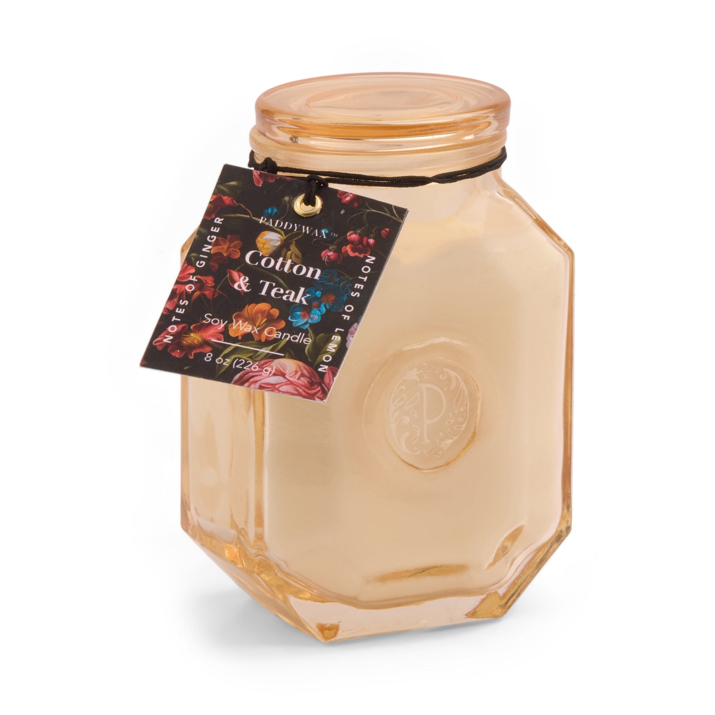 Bougie en cire de soja Botanica 227 g, coton et teck