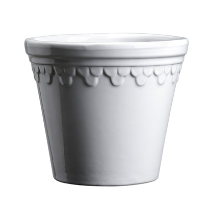 Pot minéral émaillé blanc de 16 cm avec soucoupe Kobenhavner