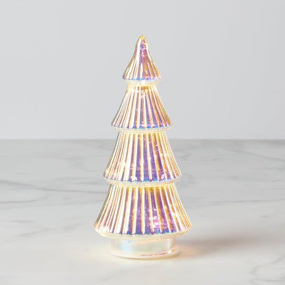 Sapin de Noël en verre irisé éclairé par LED