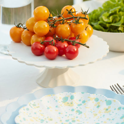 Petit présentoir à gâteaux réutilisable en bambou, couleur crème