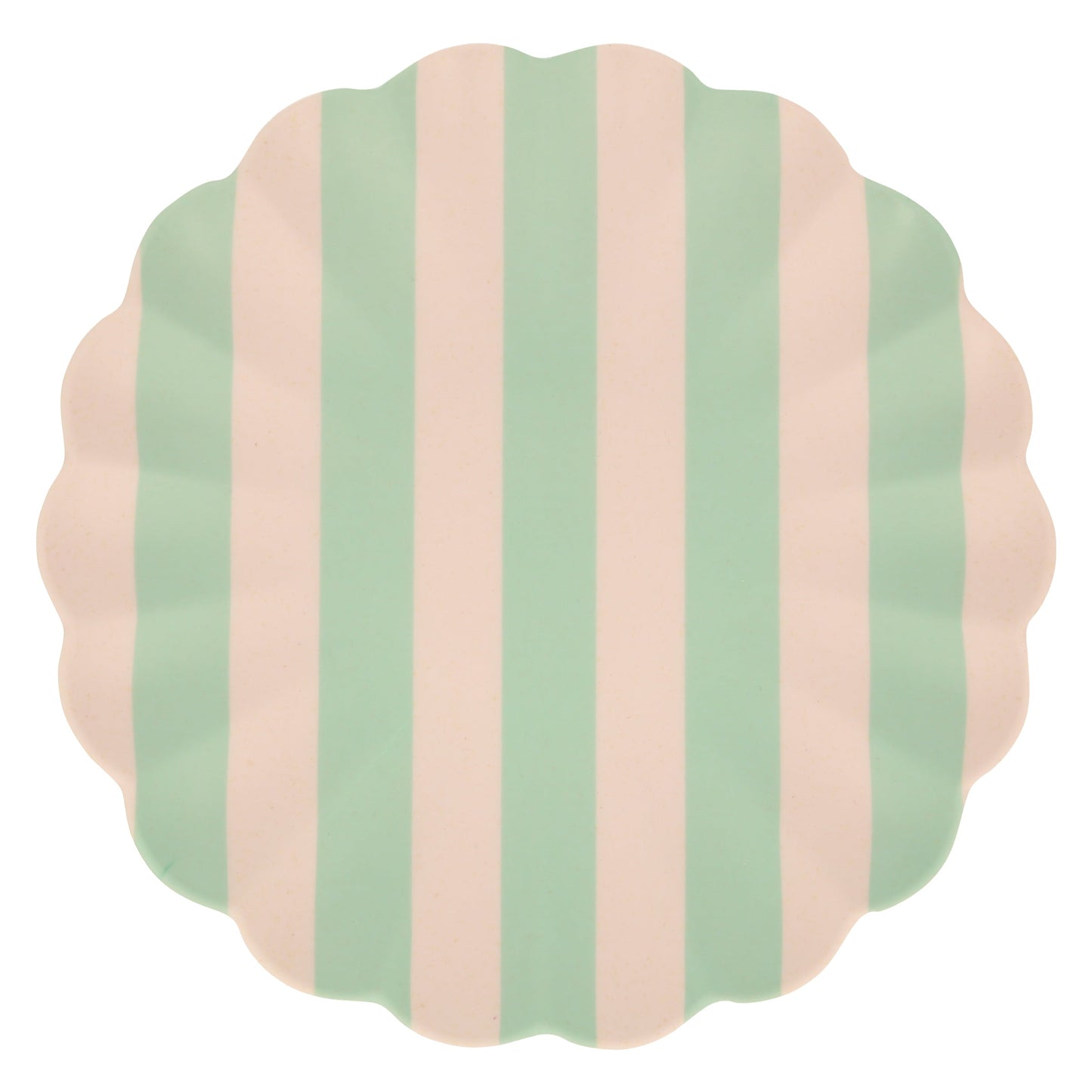 Grandes assiettes réutilisables en bambou rayé, lot de 6