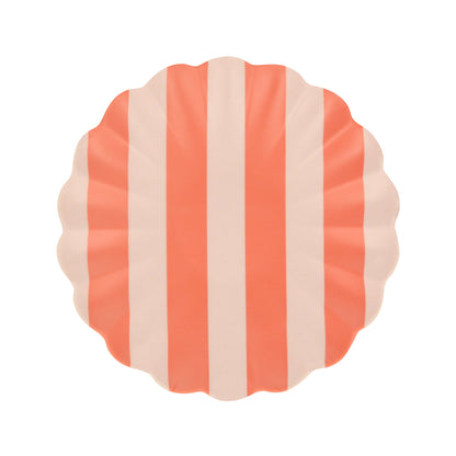 Petites assiettes réutilisables en bambou rayé, lot de 6