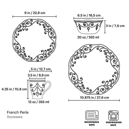 Service de table 4 pièces French Perle White