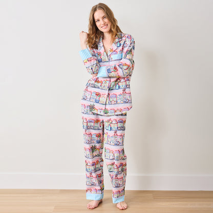 Ensemble pyjama long rose Lenox Spice Village x Printfresh Kitchen