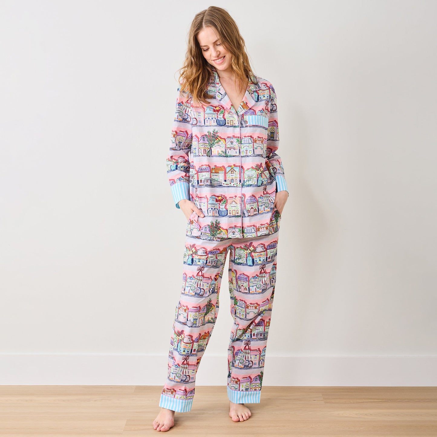 Ensemble pyjama long rose Lenox Spice Village x Printfresh Kitchen