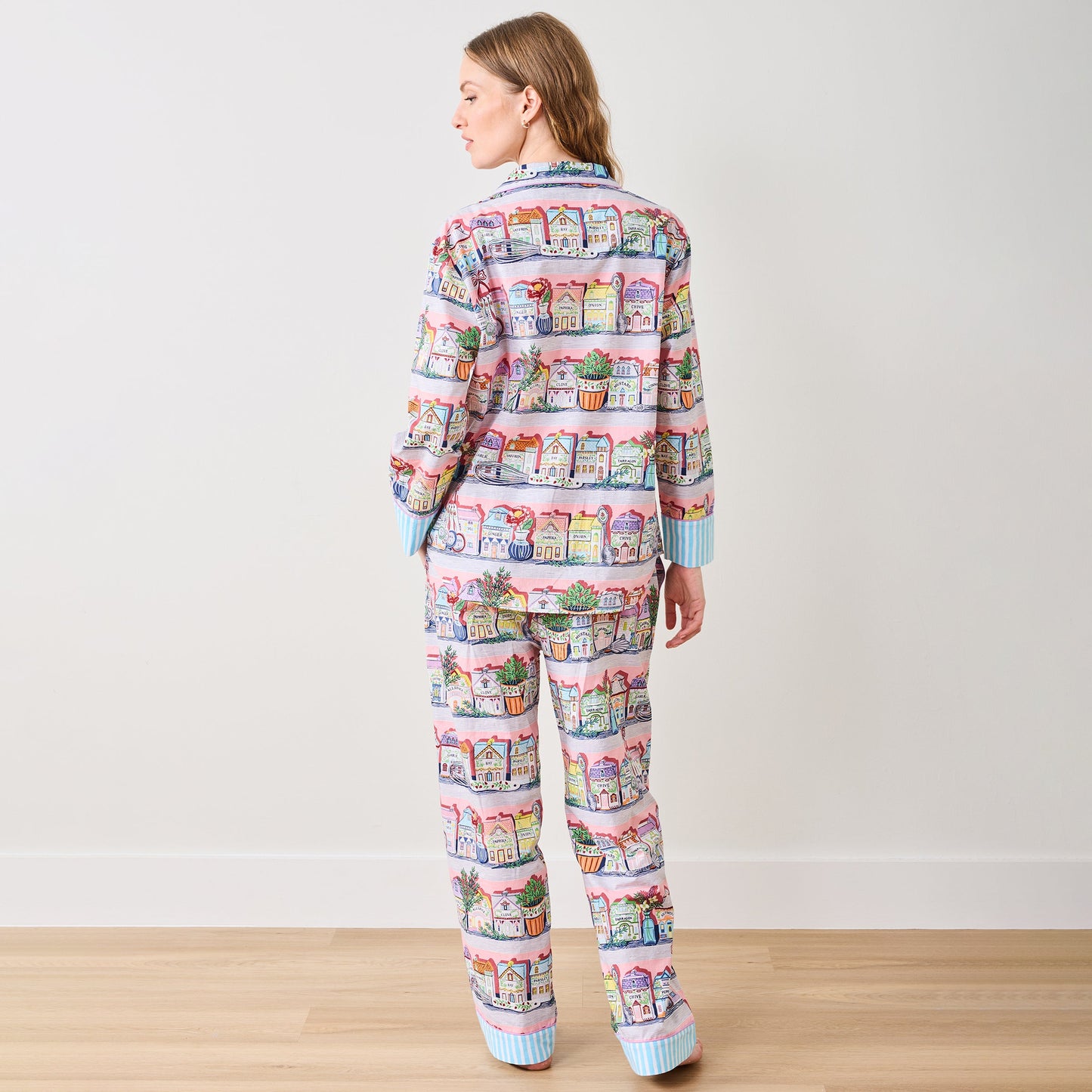 Ensemble pyjama long rose Lenox Spice Village x Printfresh Kitchen