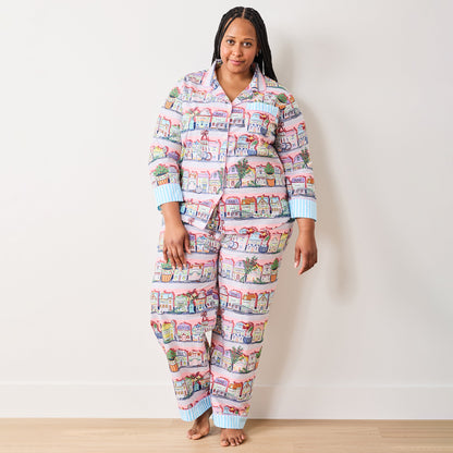 Ensemble pyjama long rose Lenox Spice Village x Printfresh Kitchen