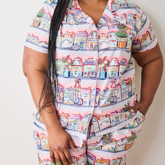 Ensemble pyjama court de cuisine rose Lenox Spice Village x Printfresh
