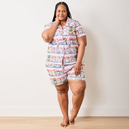 Ensemble pyjama court de cuisine rose Lenox Spice Village x Printfresh