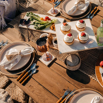 Ensemble de couverts 20 pièces avec manche en bambou